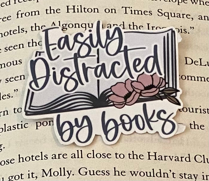 Easily Distracted by Books Sticker